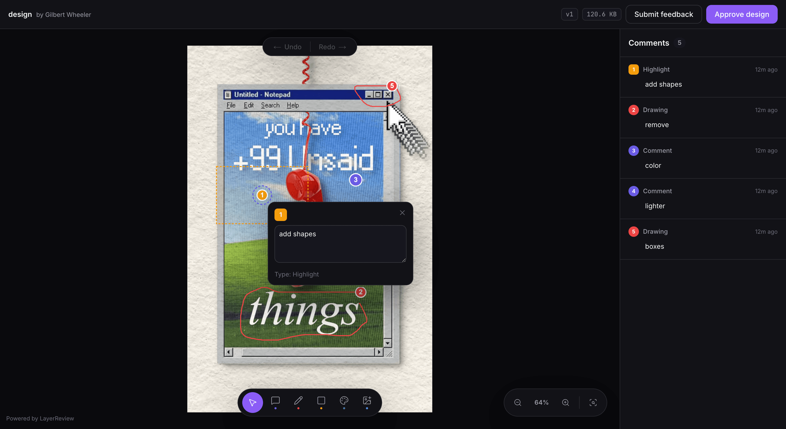 A client annotating a design in LayerReview